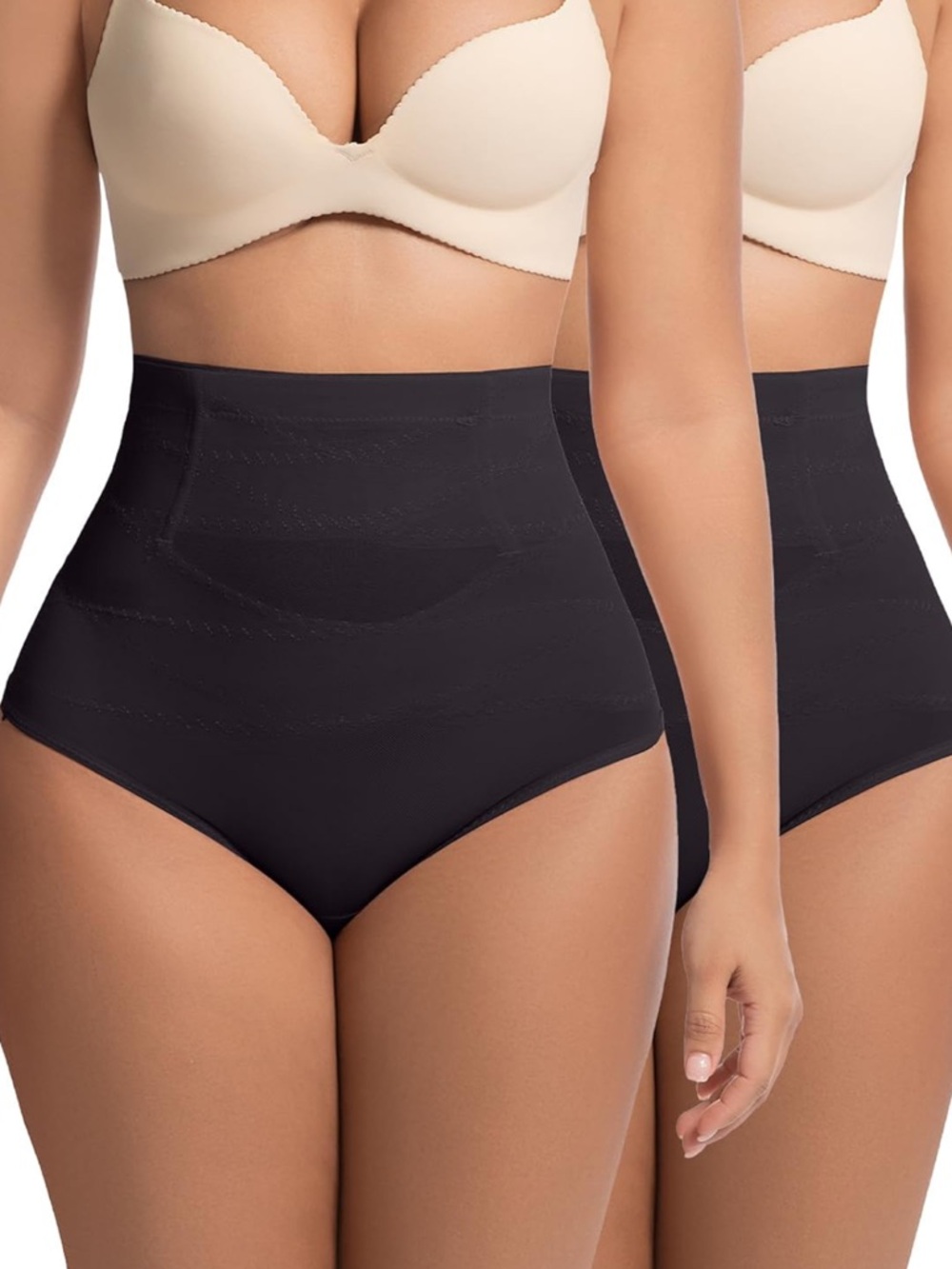 2 PCS Thong Shapewear with Tummy Control for Women,High Waisted Body Shaper-wear